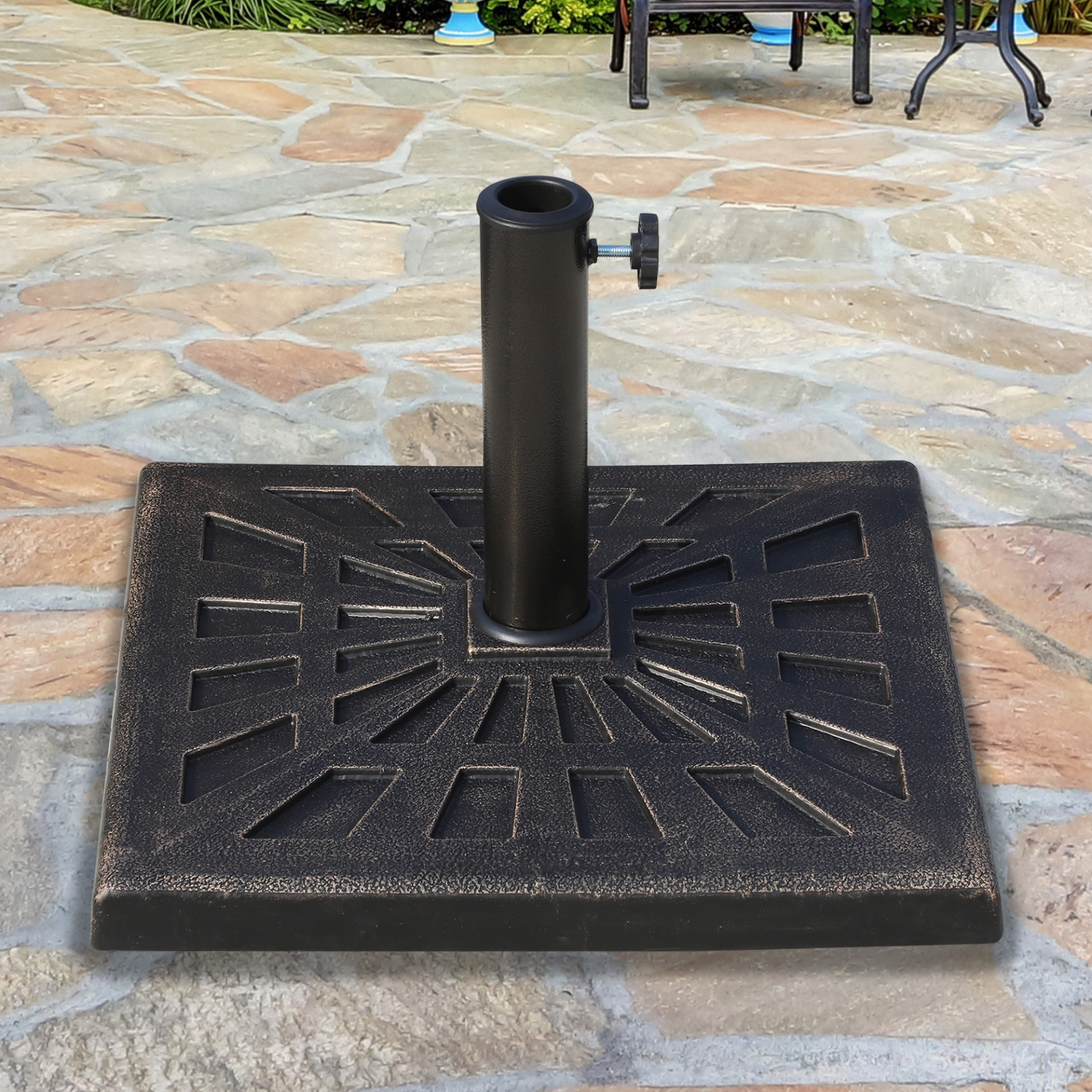 Outsunny 15kg Durable Patterned Colophony Garden Patio Umbrella Stand Base - Bronze Finish MyLibelula