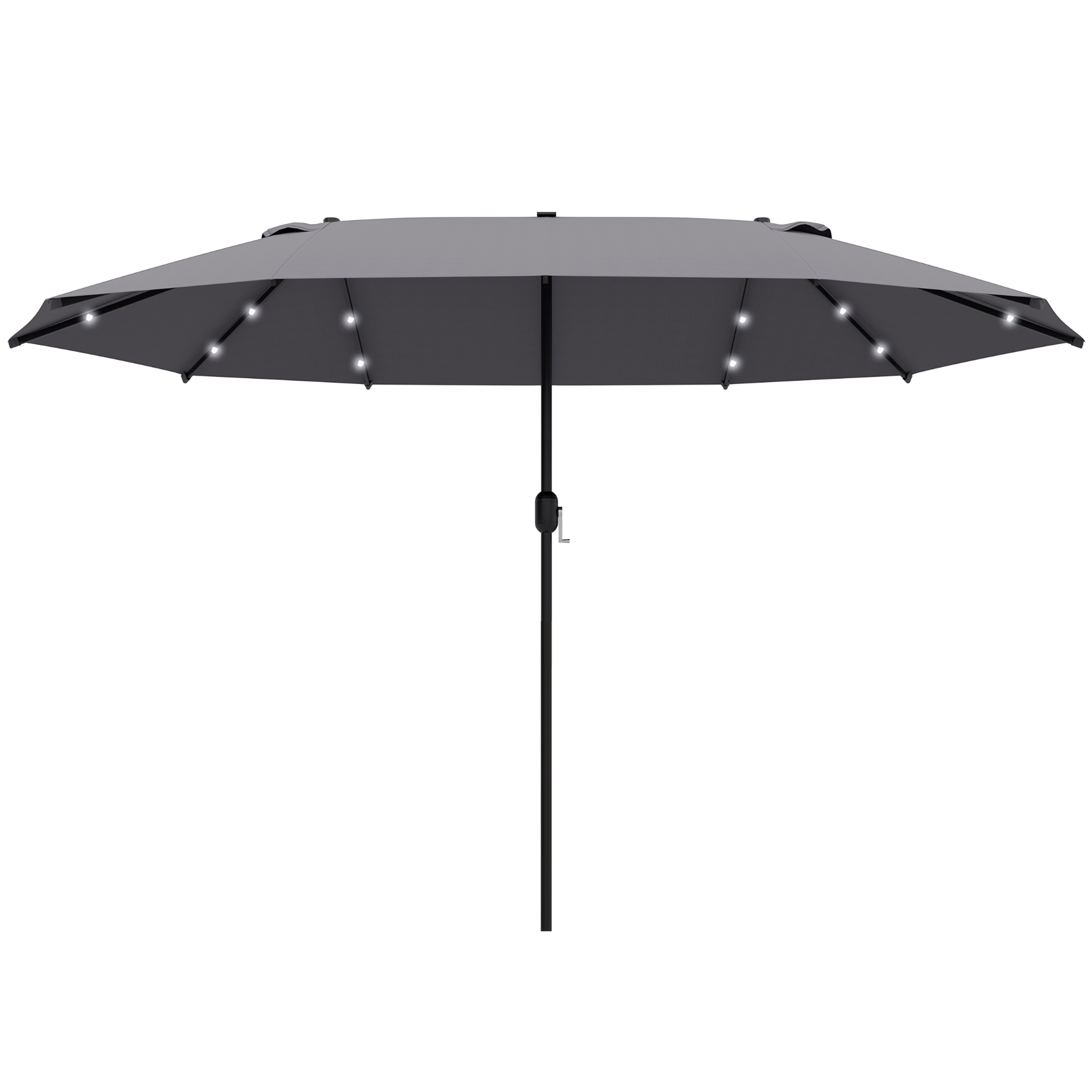 Outsunny 4.4m Double-Sided Sun Umbrella Garden Parasol with Solar LED Lights - Dark Grey, No Base Included MyLibelula