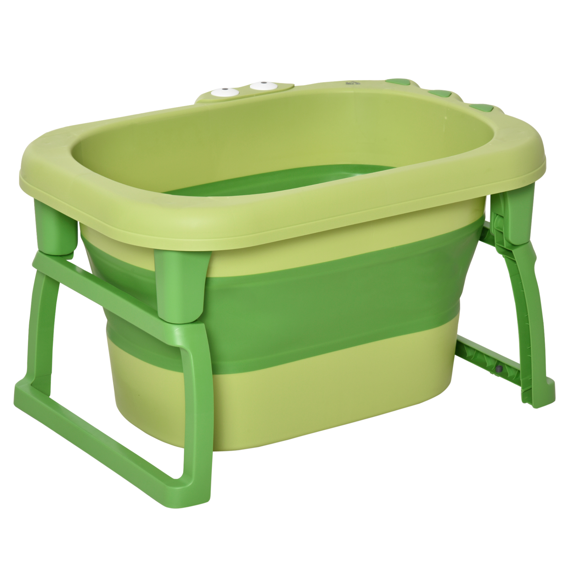 HOMCOM Baby Bathtub 0-6 Years - Collapsible, Non-Slip, Portable with Stool Seat - Green MyLibelula