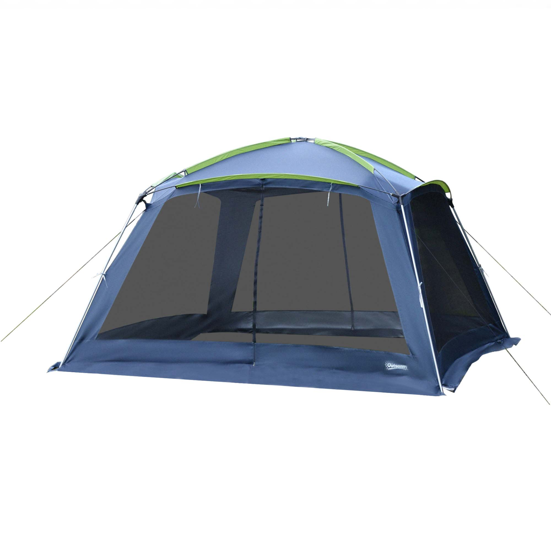 Outsunny 5-8 Person Camping Tent - Portable Dome Tent, Outdoor Screen House, Sun Shelter, 360x355x215cm - Dark Blue/Green MyLibelula