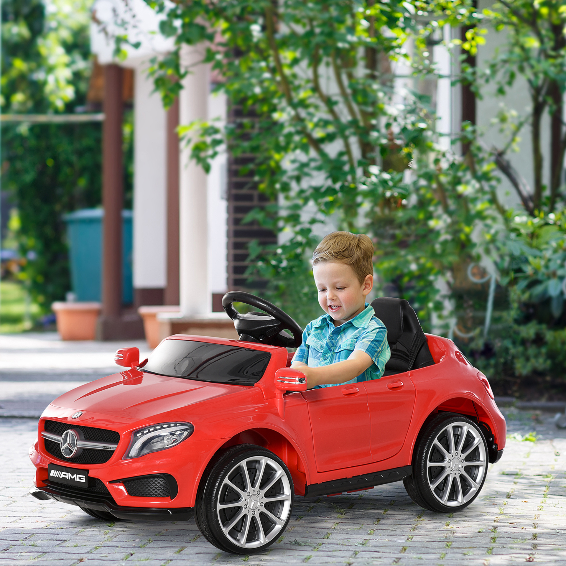 HOMCOM 6V Kids Ride On Car Mercedes Benz GLA Licensed Toy with Music, Remote Control, Rechargeable Headlight, Two Speeds - Red MyLibelula