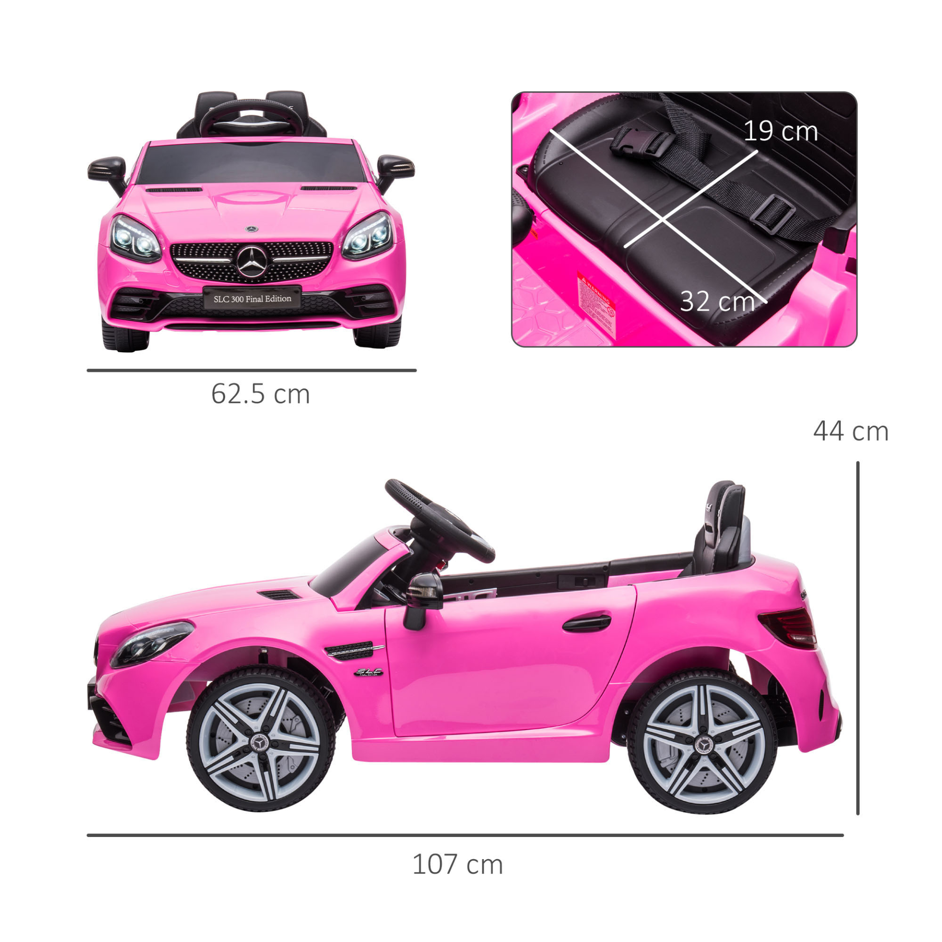 HOMCOM AIYAPLAY Benz SLC 300 12V Kids Electric Ride On Car with Parental Remote - Pink MyLibelula